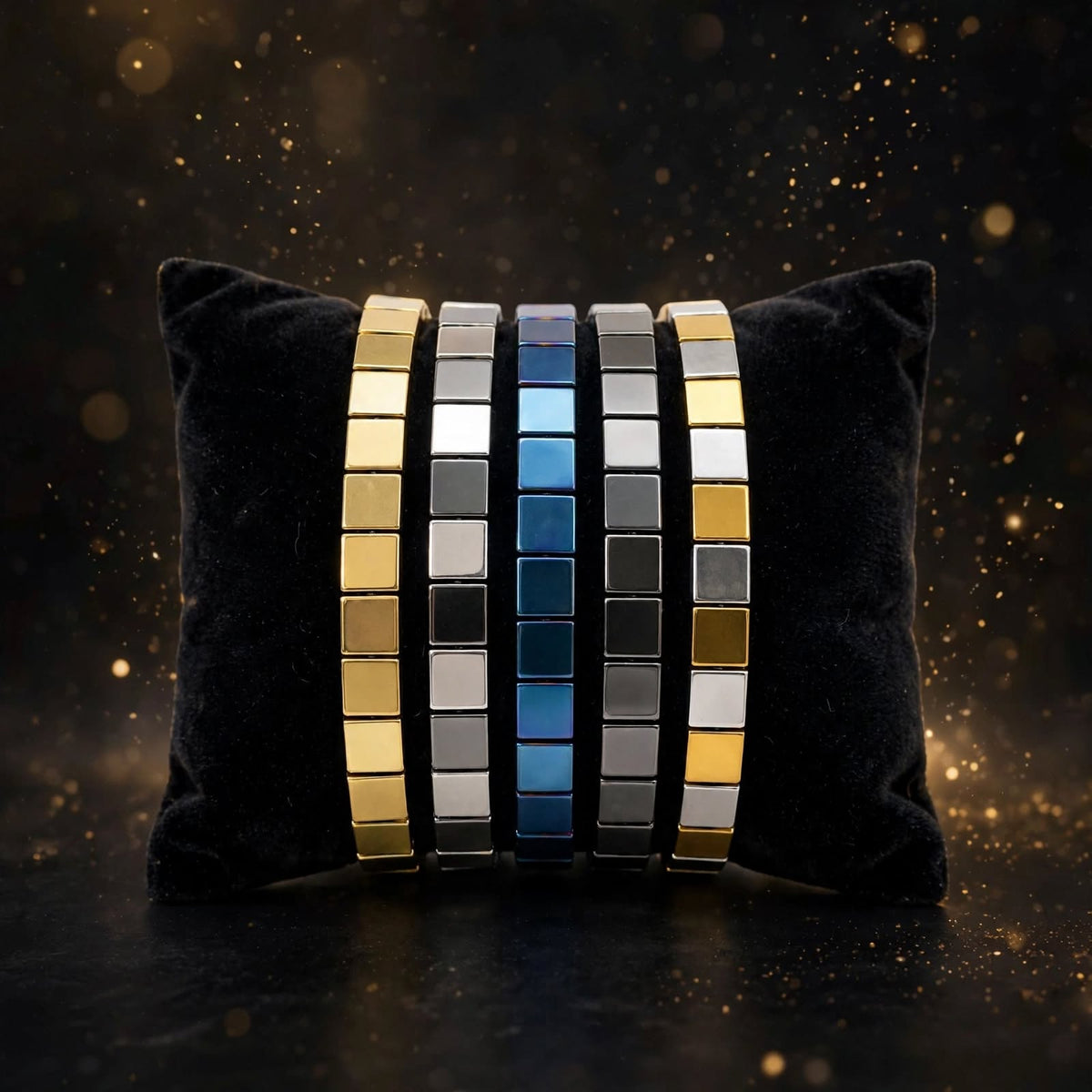 Flat Square Beads Bracelet Stainless Steel For Men & Women