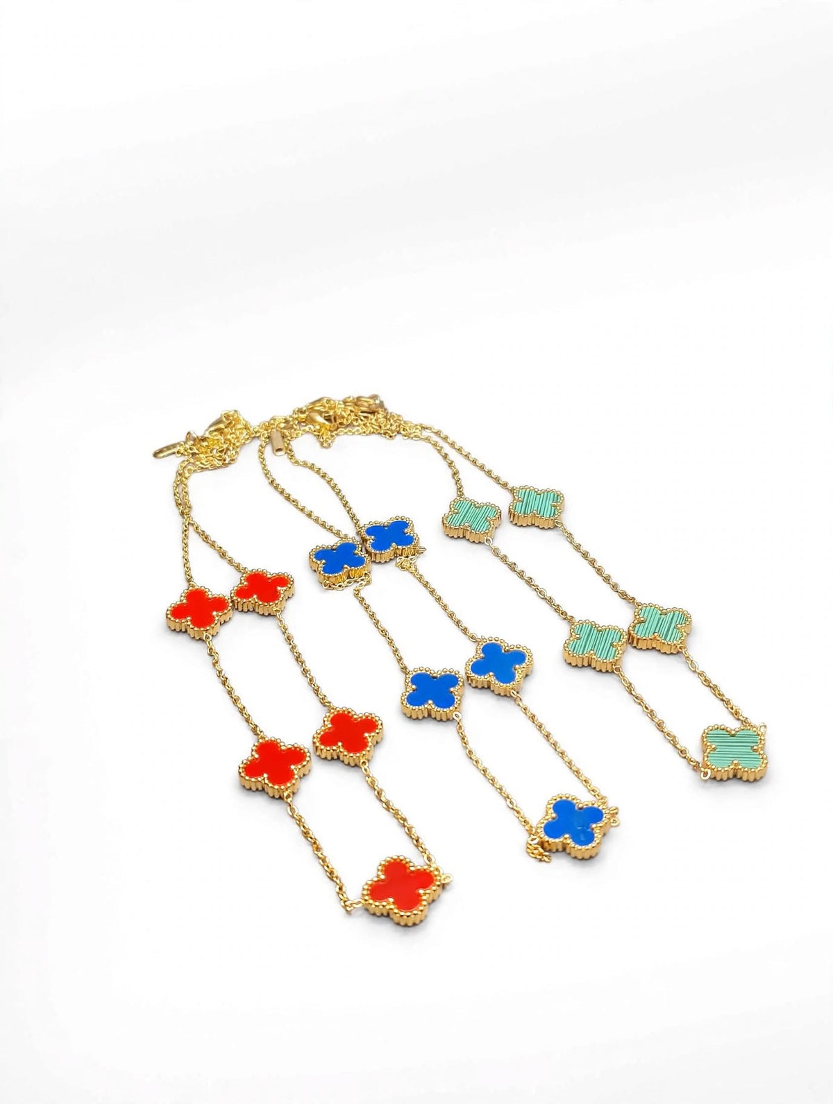 5 Motif Clover Necklece-Gold Plated Lucky