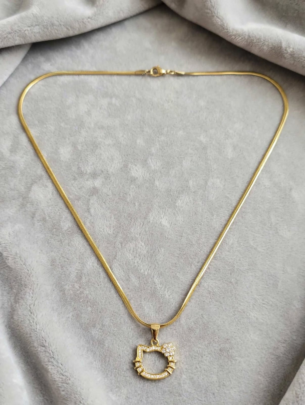 Kitty Cat Outline Pendant Necklece-Cute Gold Zircon