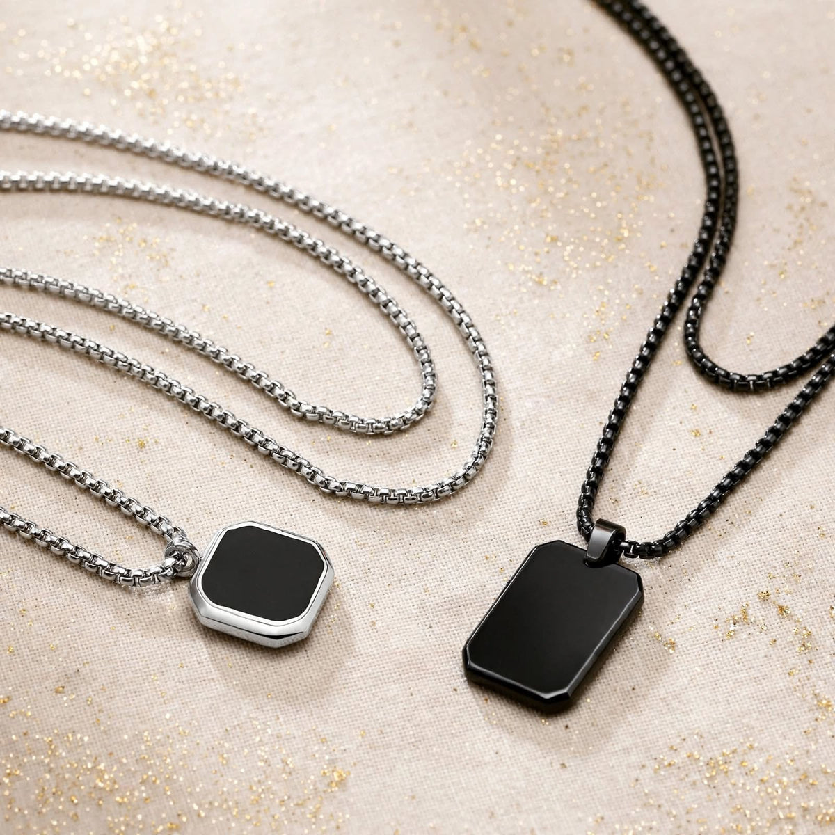 Black Onyx Pendant Chain For Men