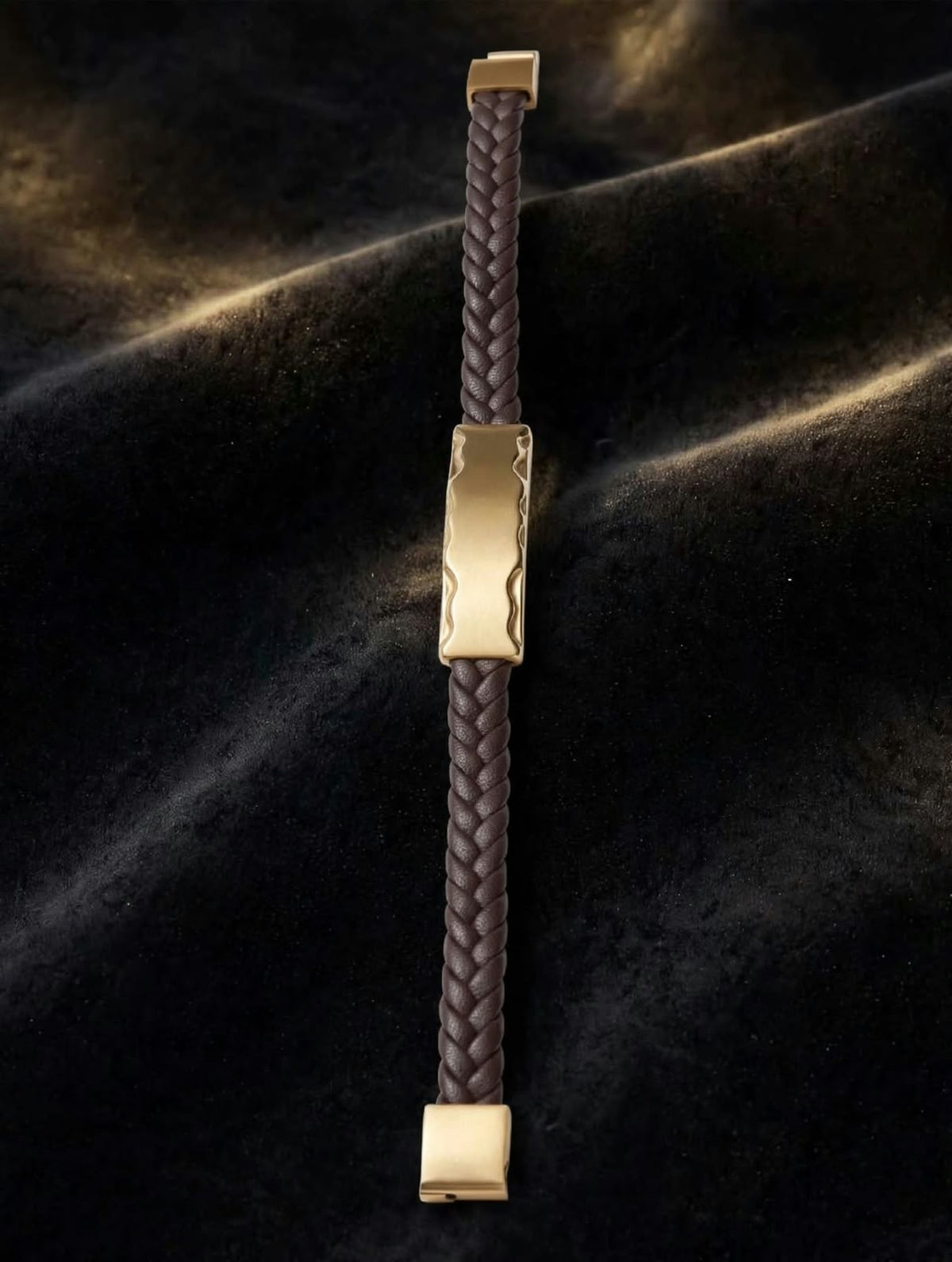 Braided Leather Bracelet With Center Plate