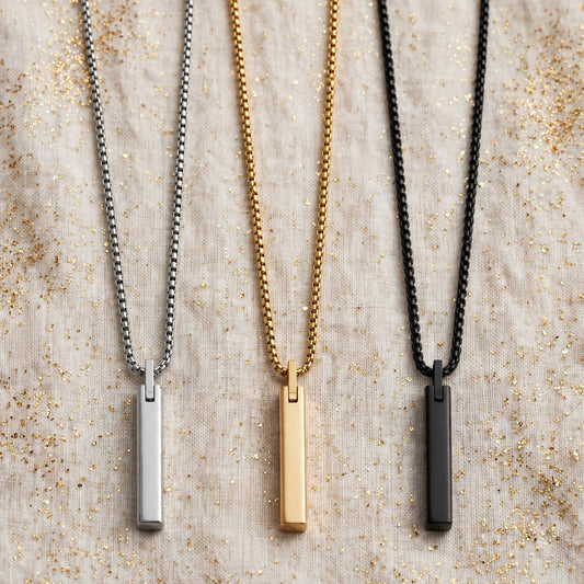 Minimal Vertical Bar Pendant Necklace For Men