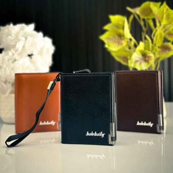 BaleBally Business Leather Wallet With Wrist Strap For Men