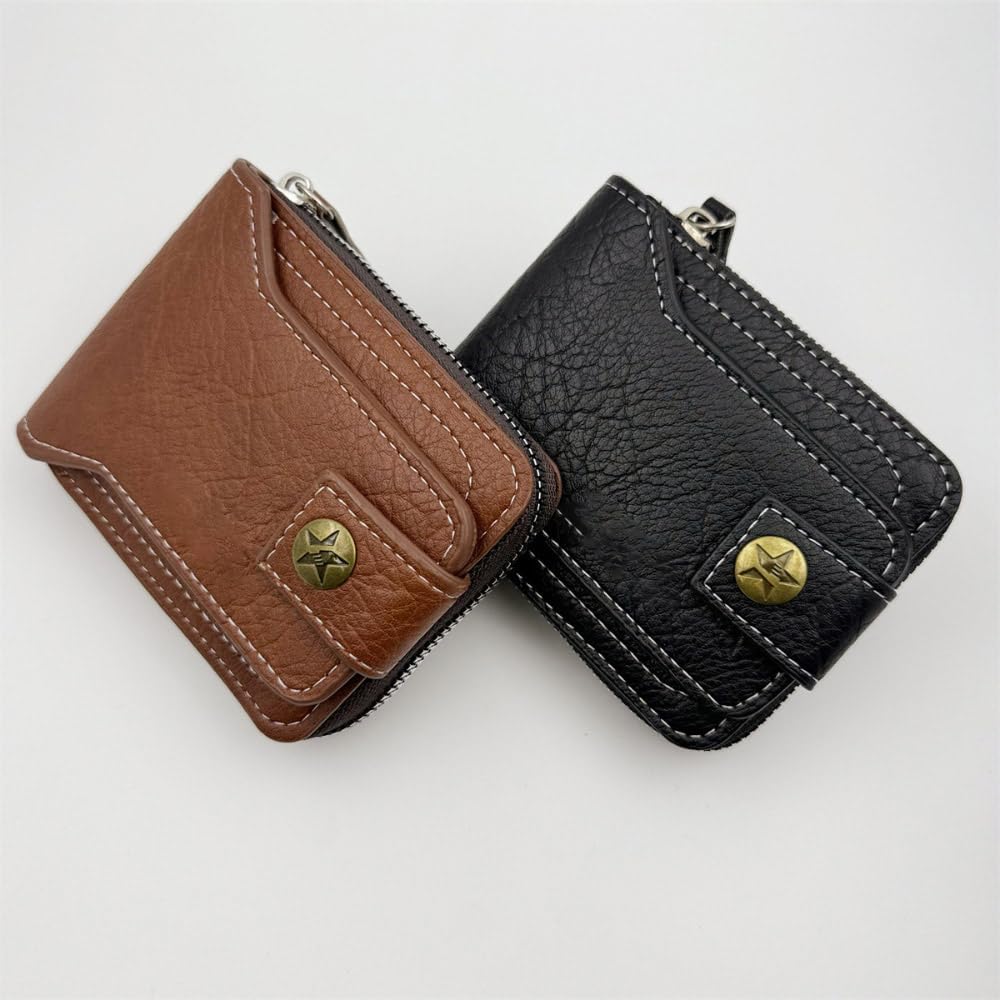 Vintage Leather Wallet For Men | Zipper Wallet With Box | Retro Wallet