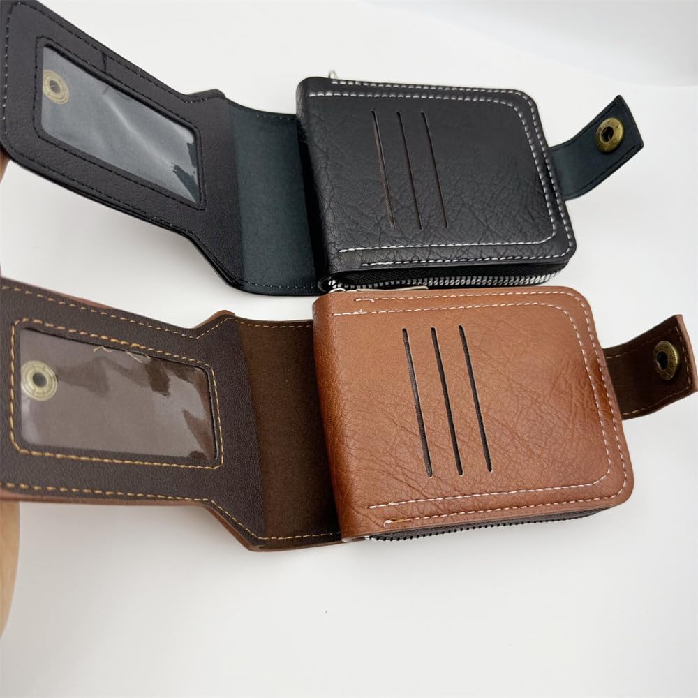 Vintage Leather Wallet For Men | Zipper Wallet With Box | Retro Wallet