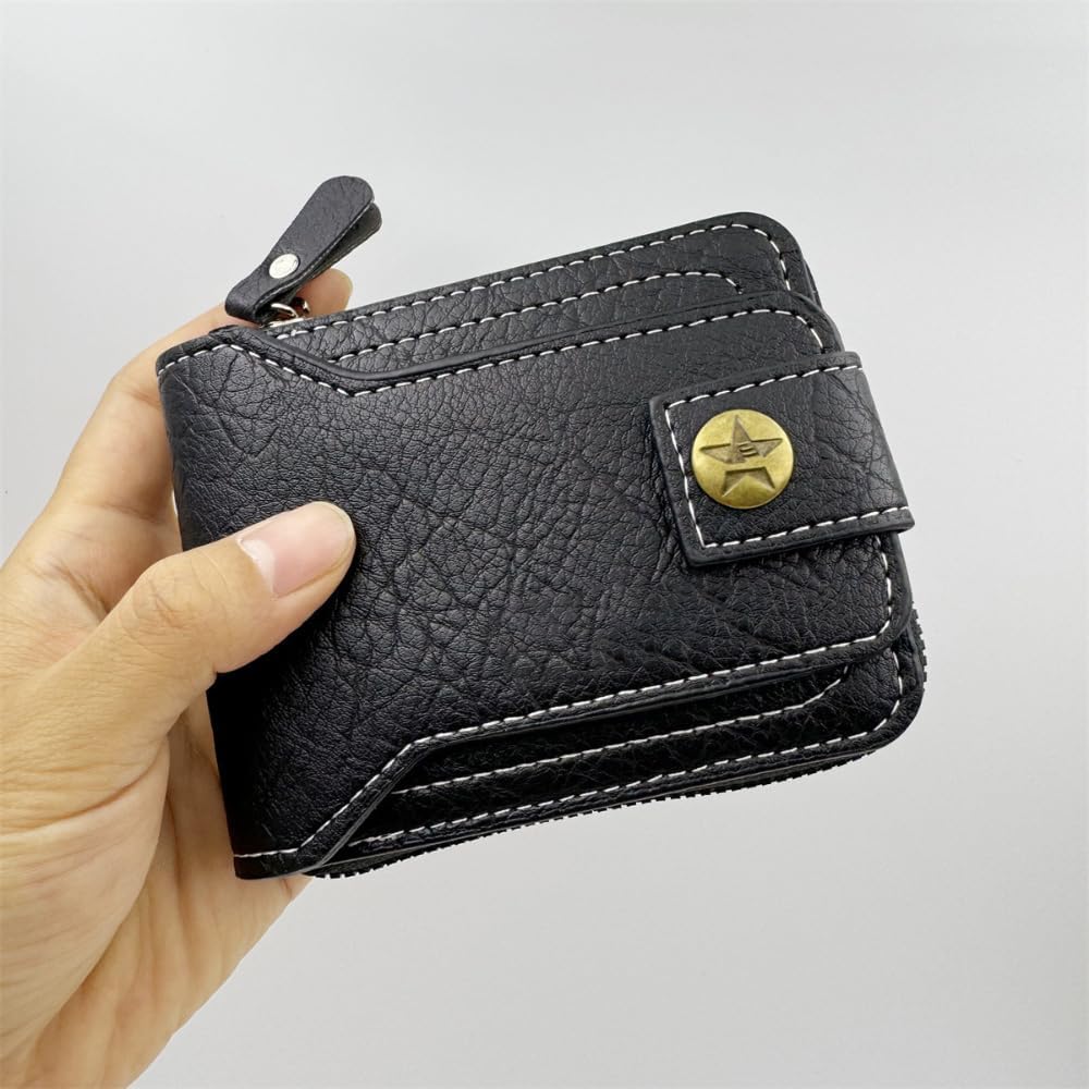 Vintage Leather Wallet For Men | Zipper Wallet With Box | Retro Wallet