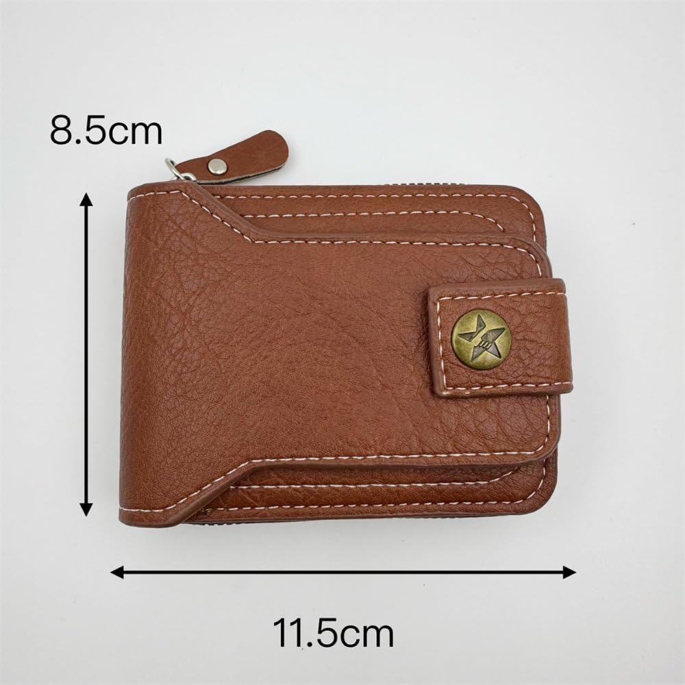 Vintage Leather Wallet For Men | Zipper Wallet With Box | Retro Wallet